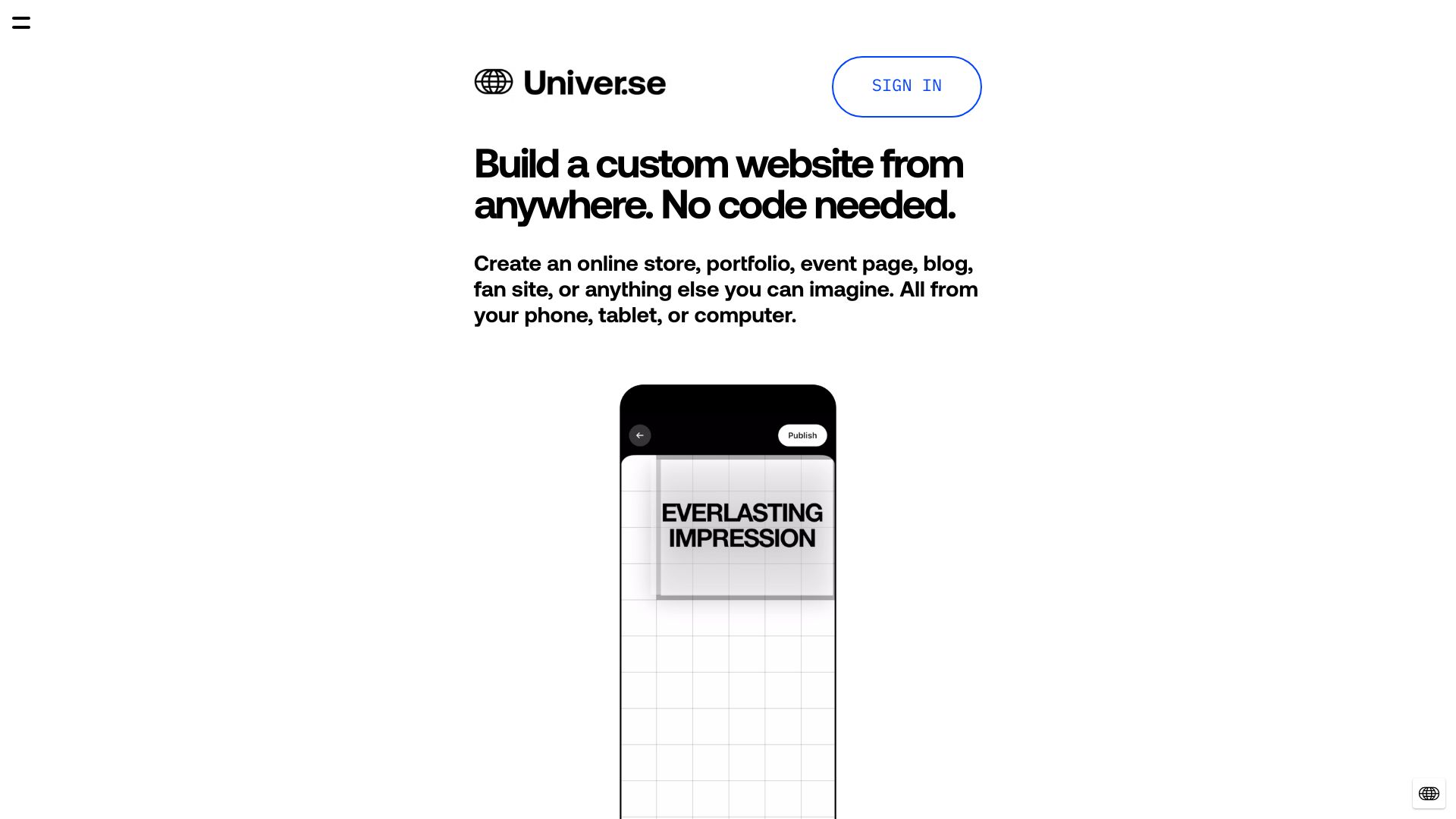 Universe Website Builder screenshot