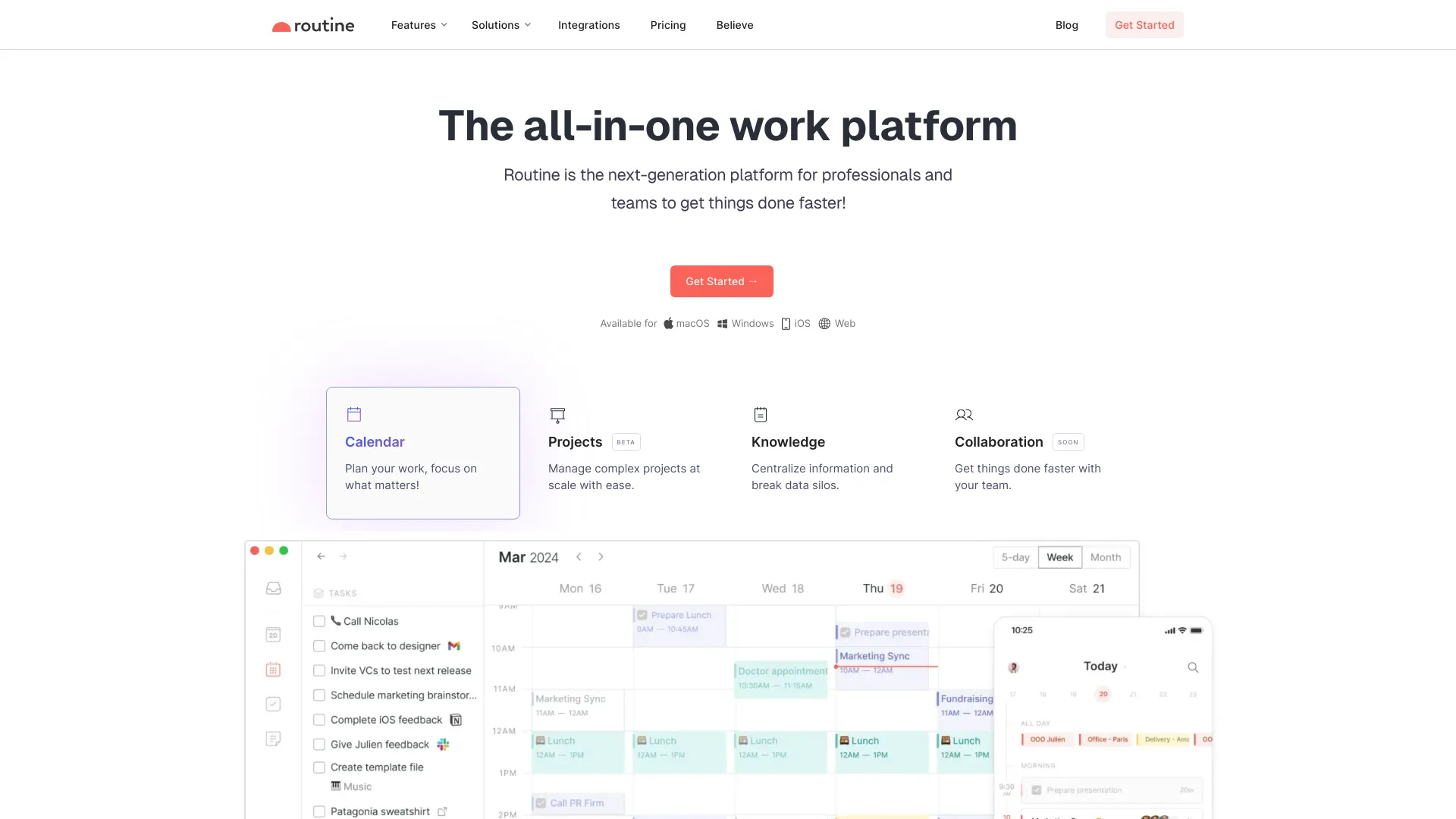 Routine screenshot