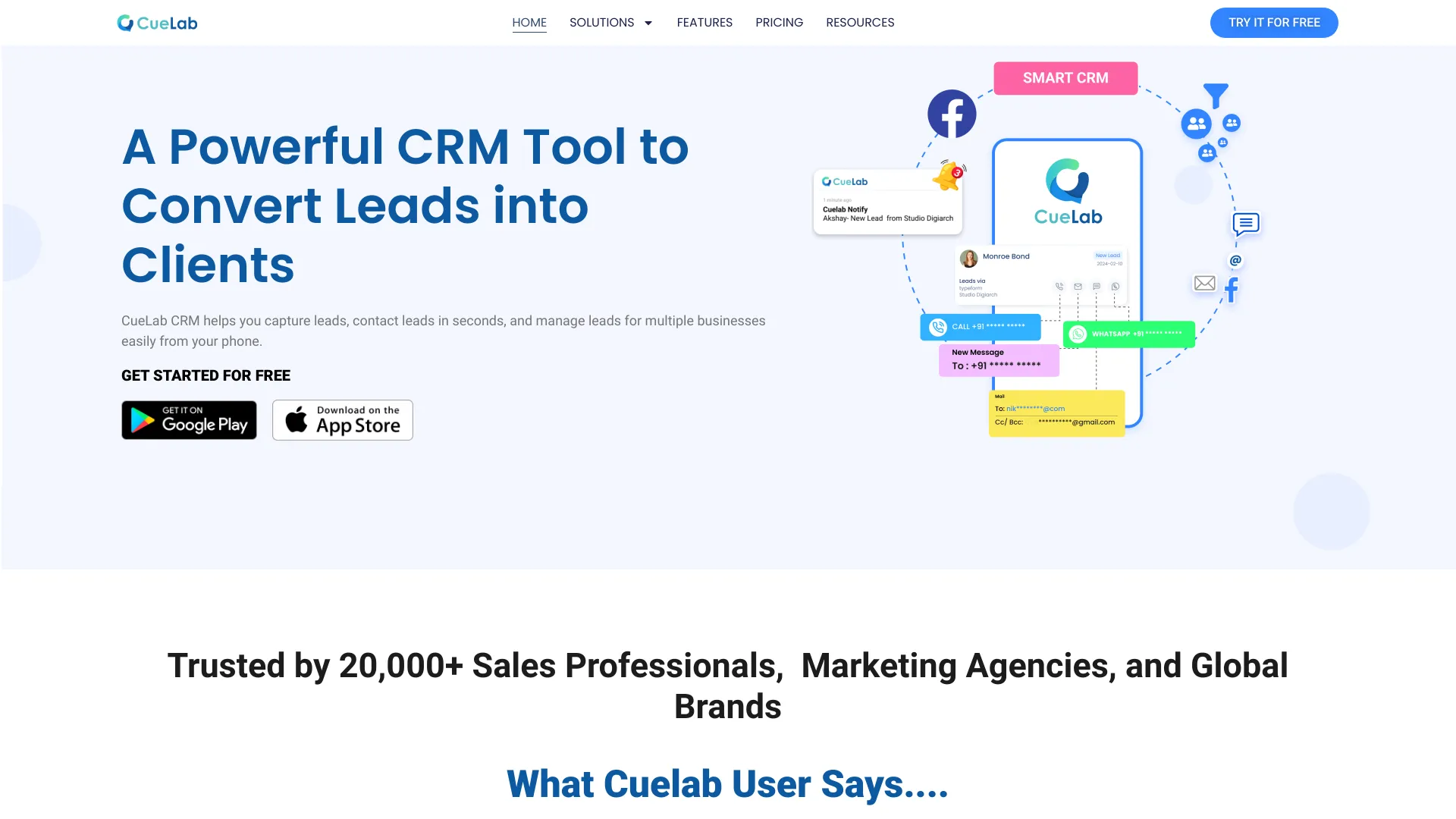 CueLab CRM screenshot