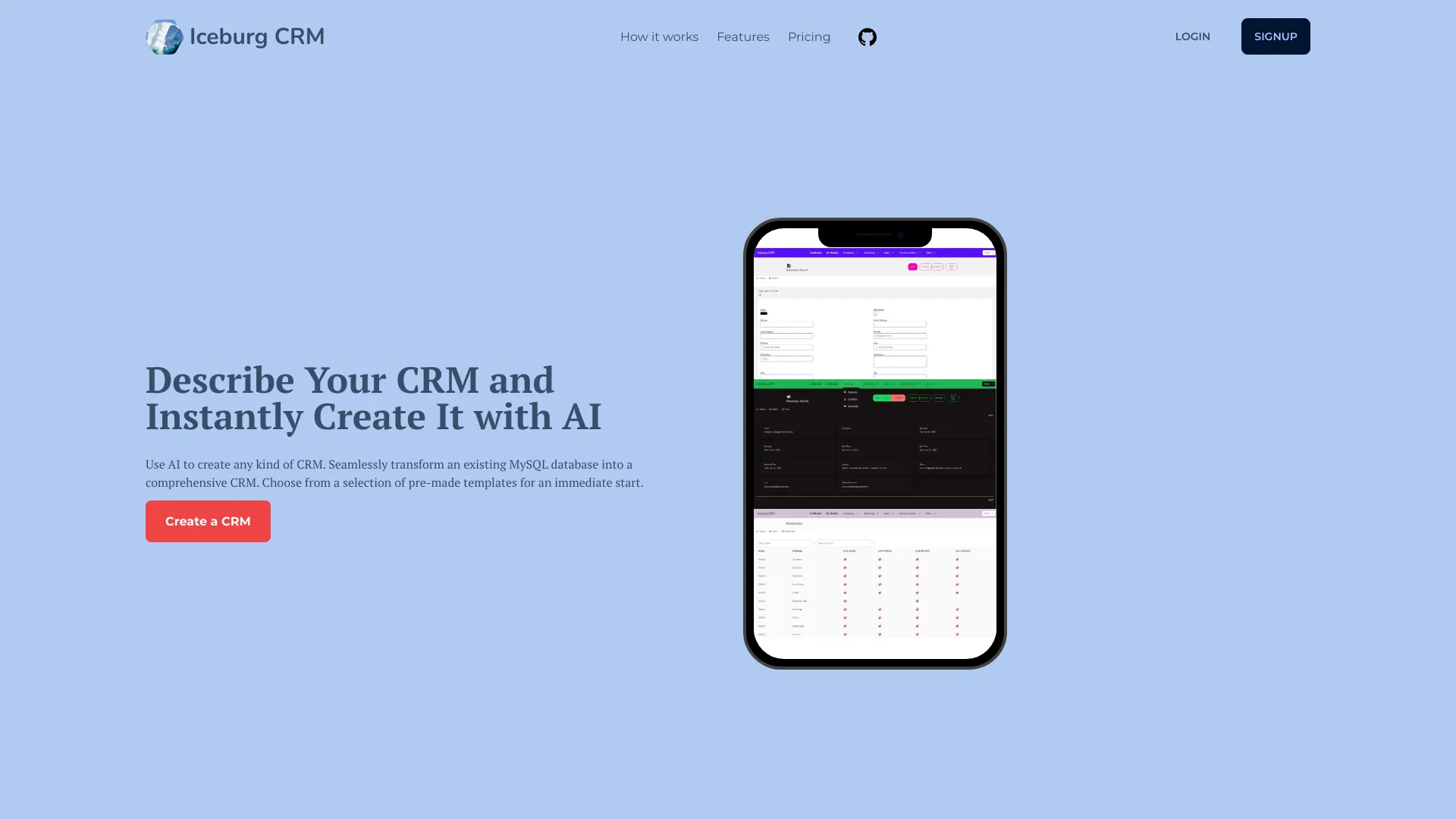 Iceburg CRM screenshot
