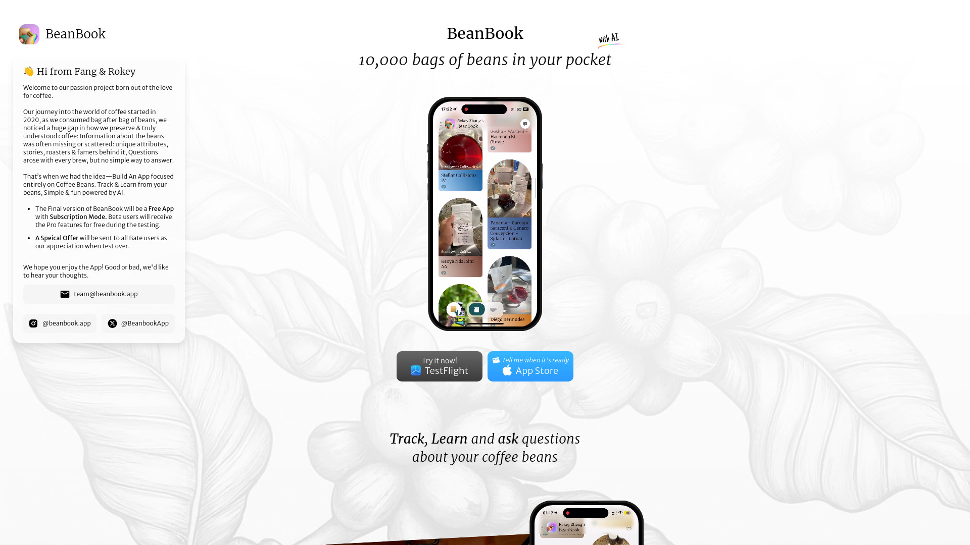 BeanBook screenshot