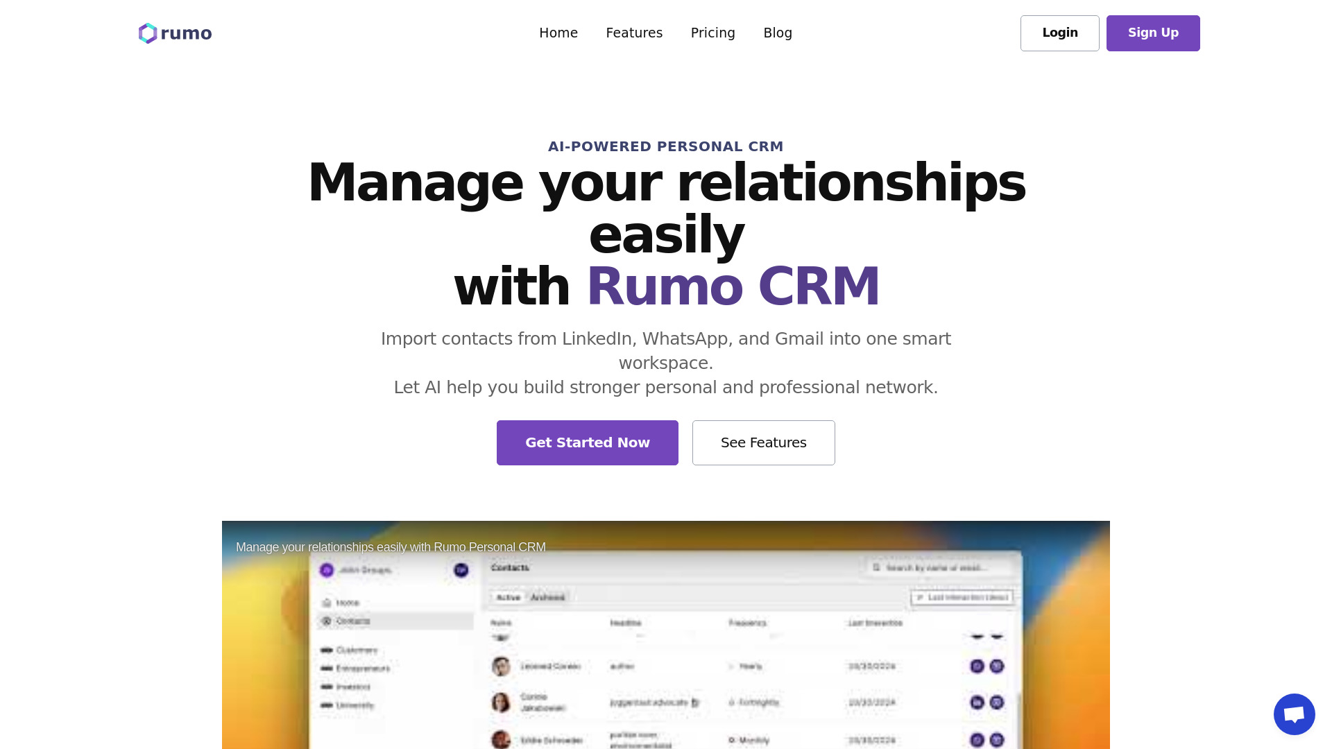 Rumo Personal CRM screenshot