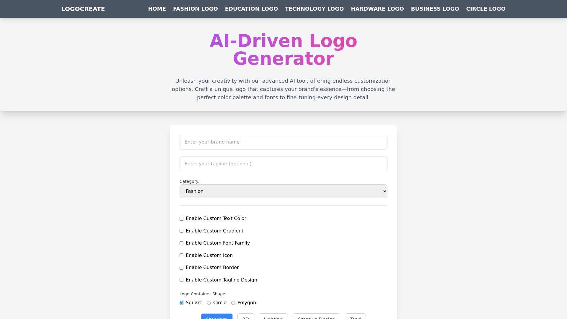 LogoCreate Online screenshot
