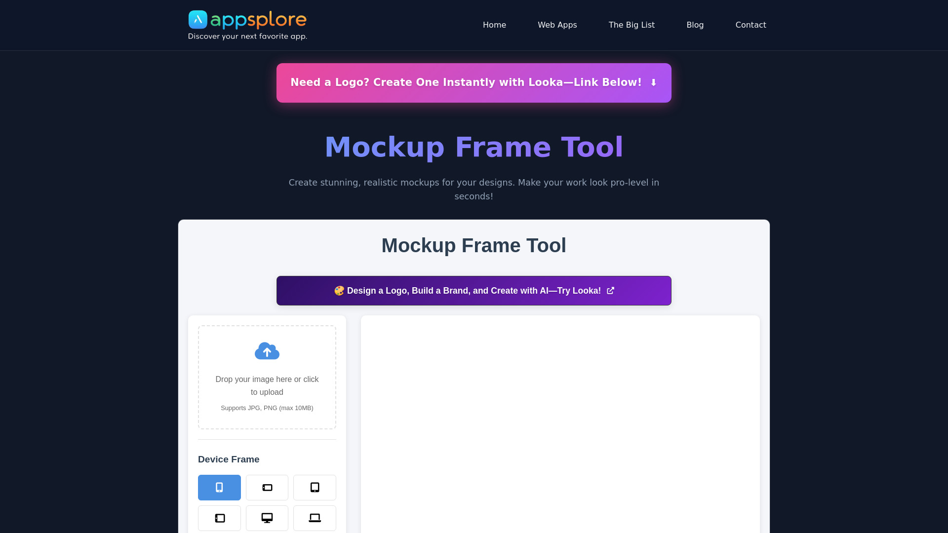 AppSplore Mockup Frame Tool screenshot