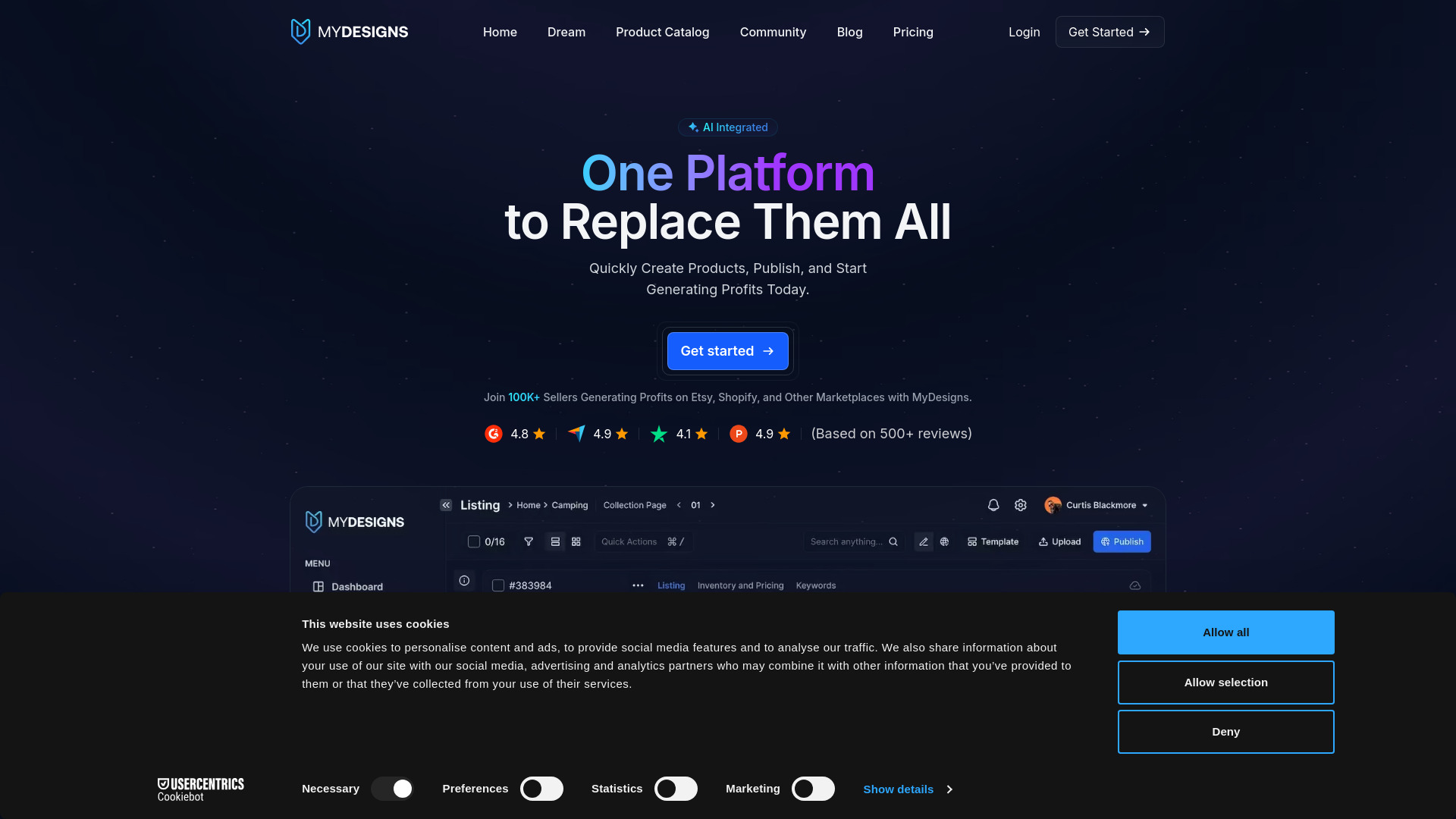 MyDesigns.io screenshot