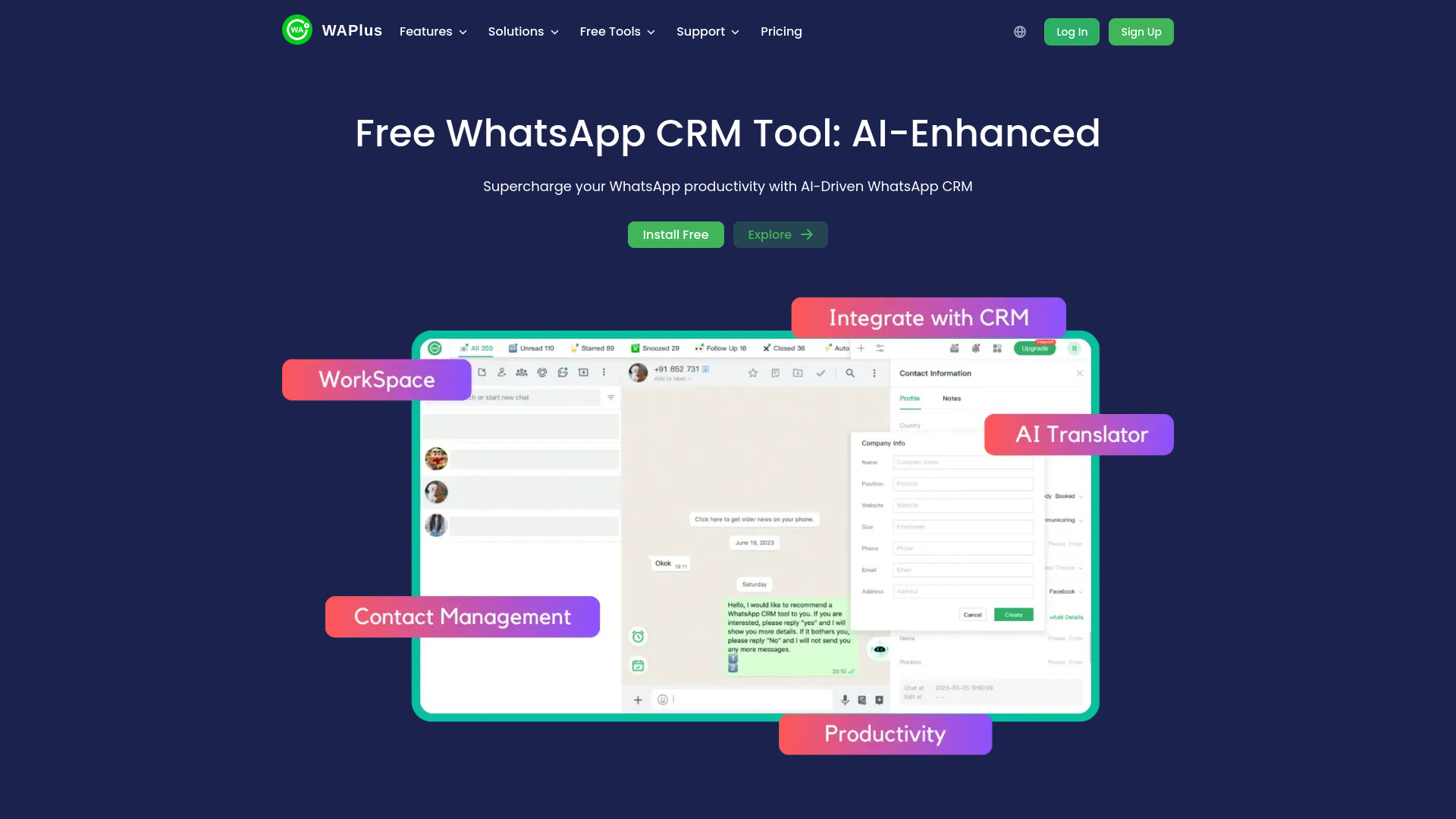 WAPlus CRM screenshot