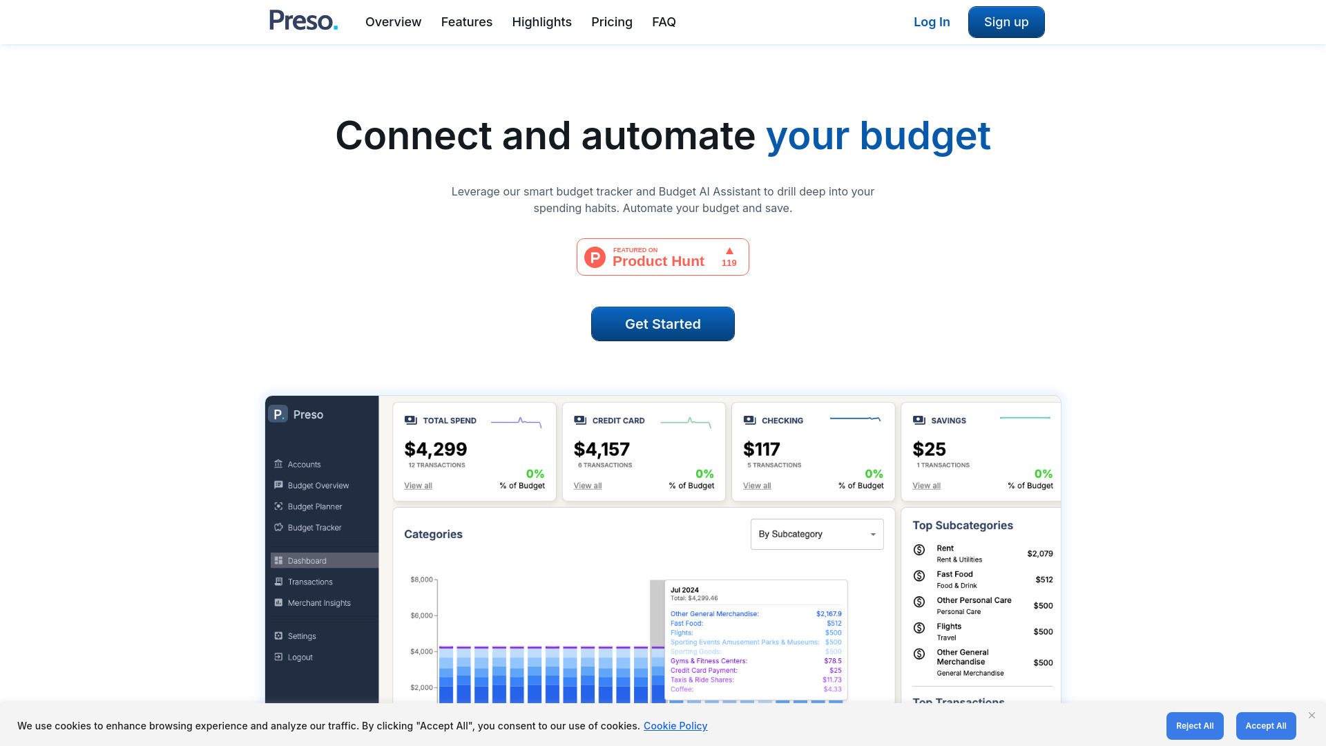 Preso Budget screenshot