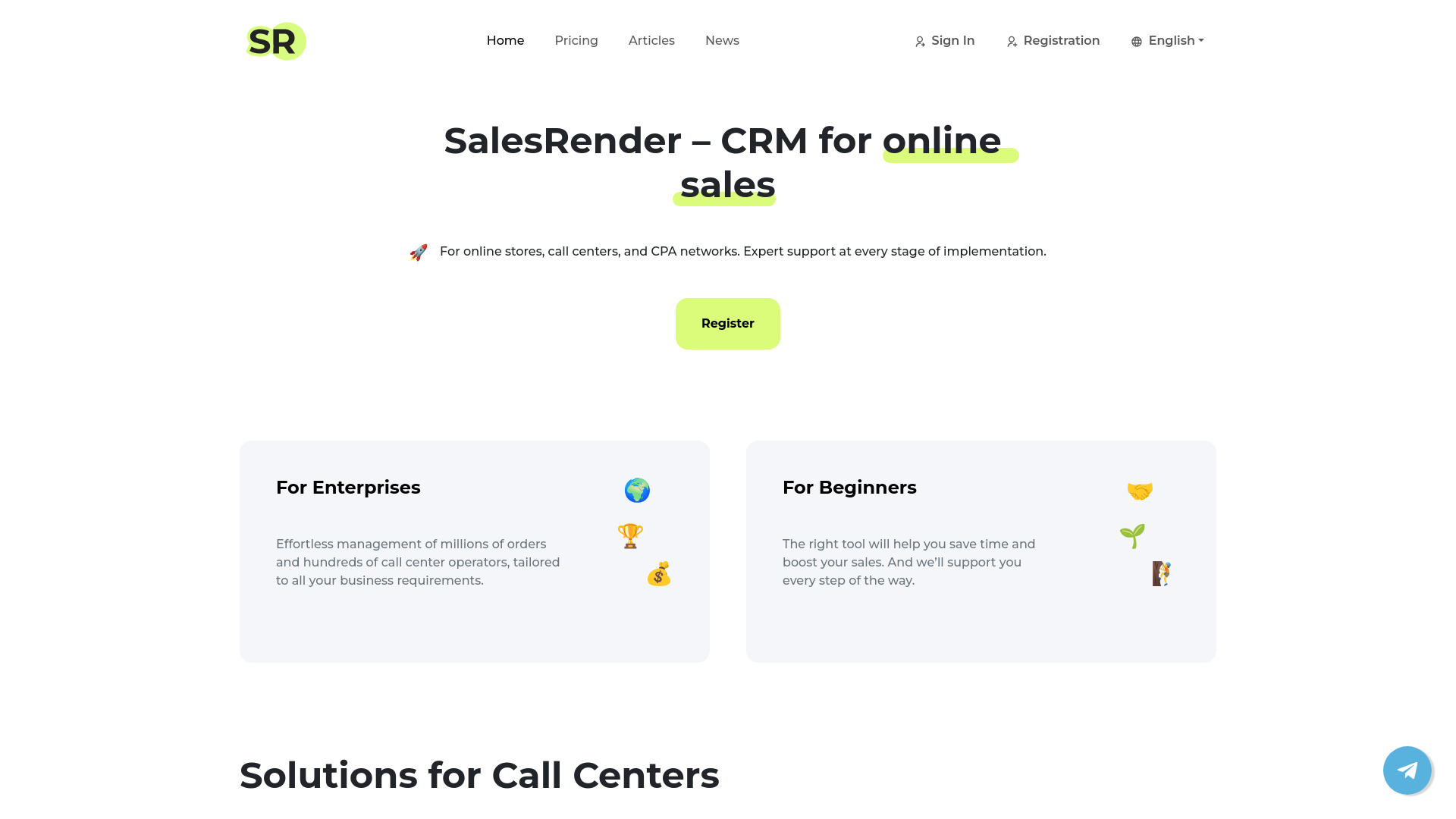 SalesRender CRM screenshot