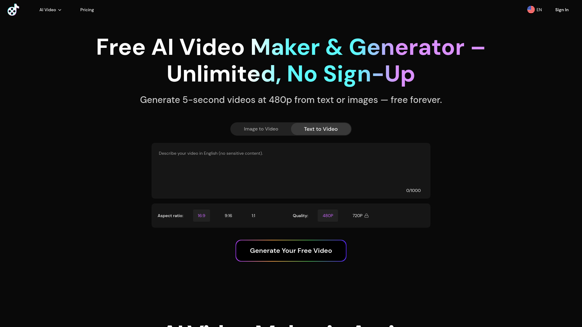 Free AI Video Maker & Generator screenshot