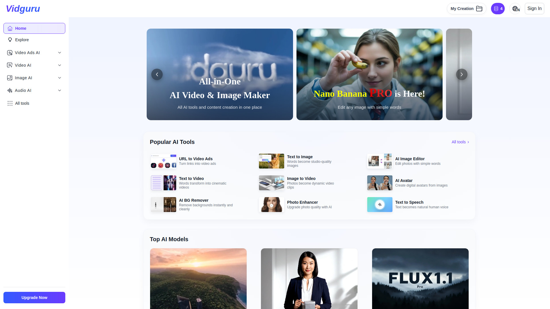 Vidguru - All-in-One AI Video & Image Maker screenshot