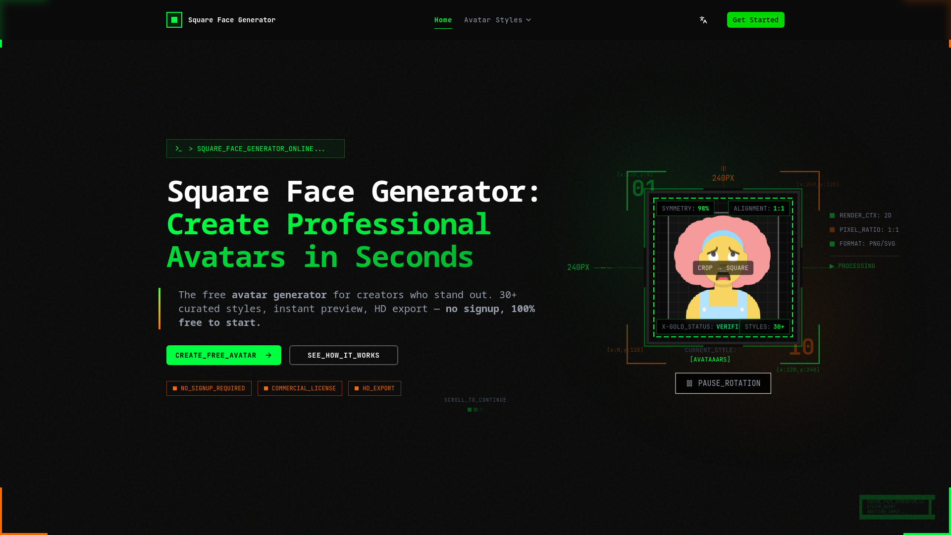 Square Face Generator screenshot