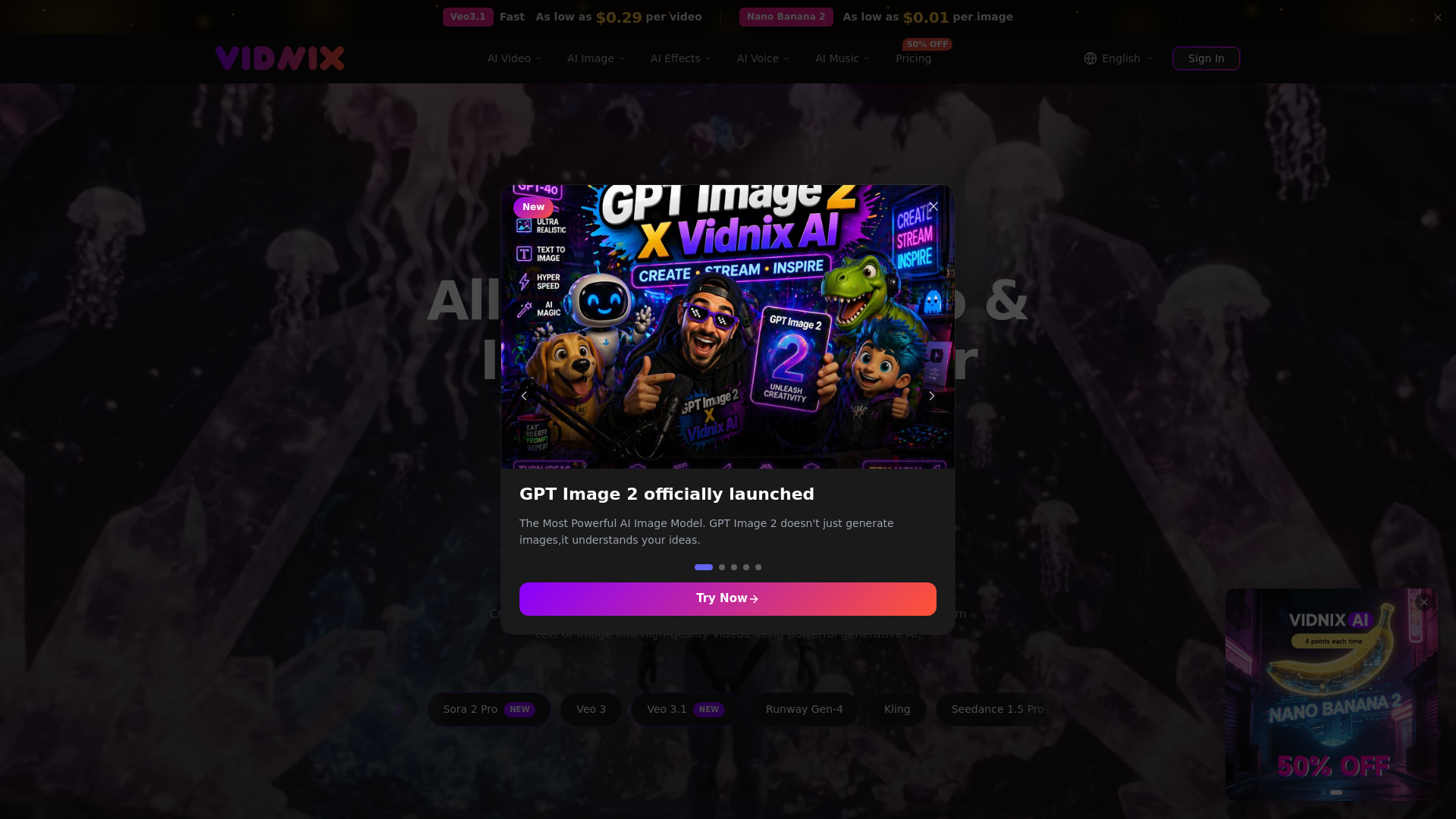 Vidnix.ai-The most cheapest of AI Video Generator screenshot