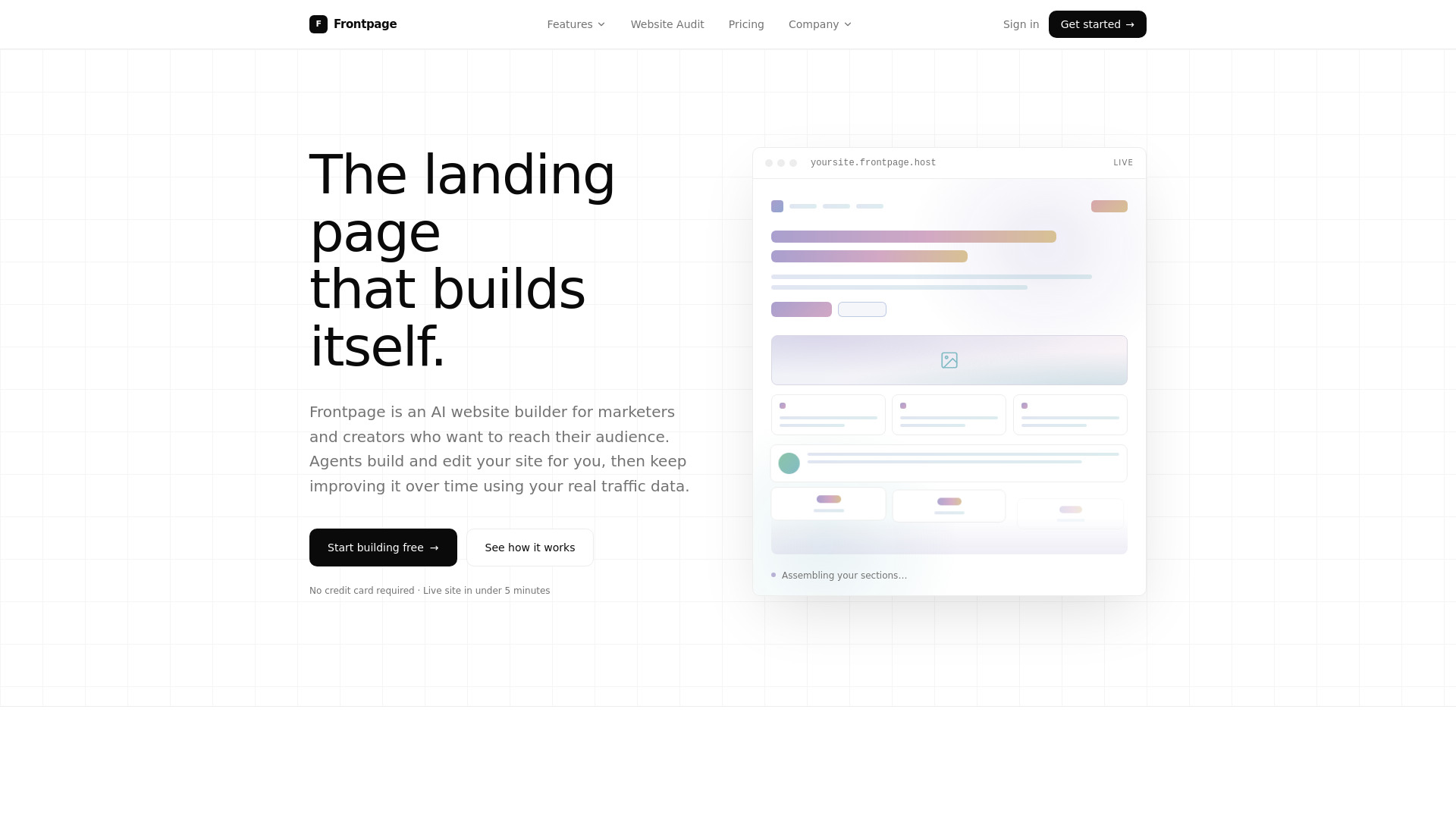 Frontpage screenshot